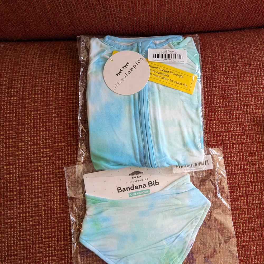 Little Sleepies Tie-Dye Baby Onesie and Bandana Bib Set